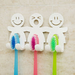 BalleenShiny Cute Cartoon Bathroom Kitchen Smiling Face Toothbrush Towel Storage Rack Sucker Hook Wall Organizer Holder